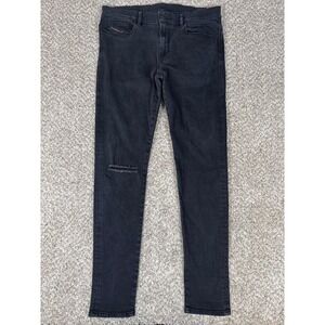 Diesel Jeans Mens 36x34 Black D-Amny Skinny Distressed Ripped Stretch